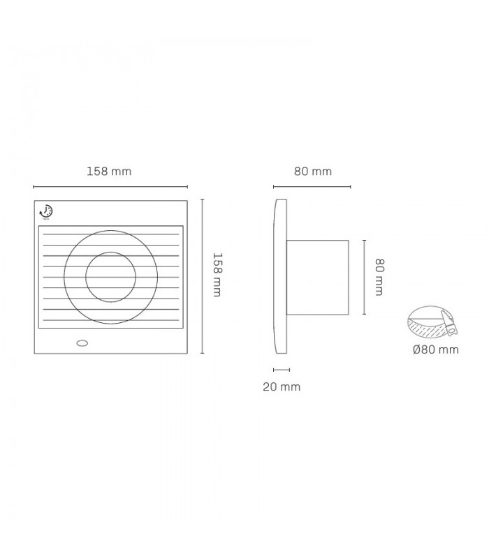 Extractor RELECTRIC 15W Ø80mm Caudal 180m3/h con Temporizador