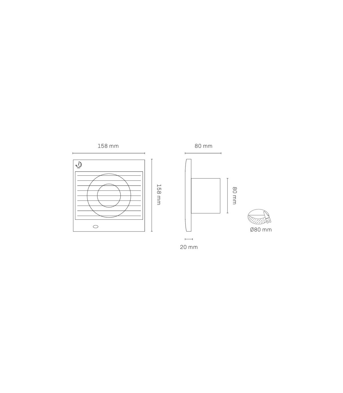 Extractor RELECTRIC 15W Ø80mm Caudal 180m3/h con Temporizador