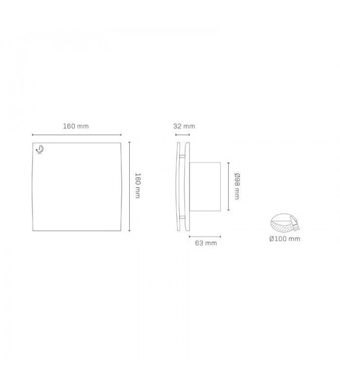 Extractor RELECTRIC 16W Ø100mm Caudal 130m3/h con Temporizador