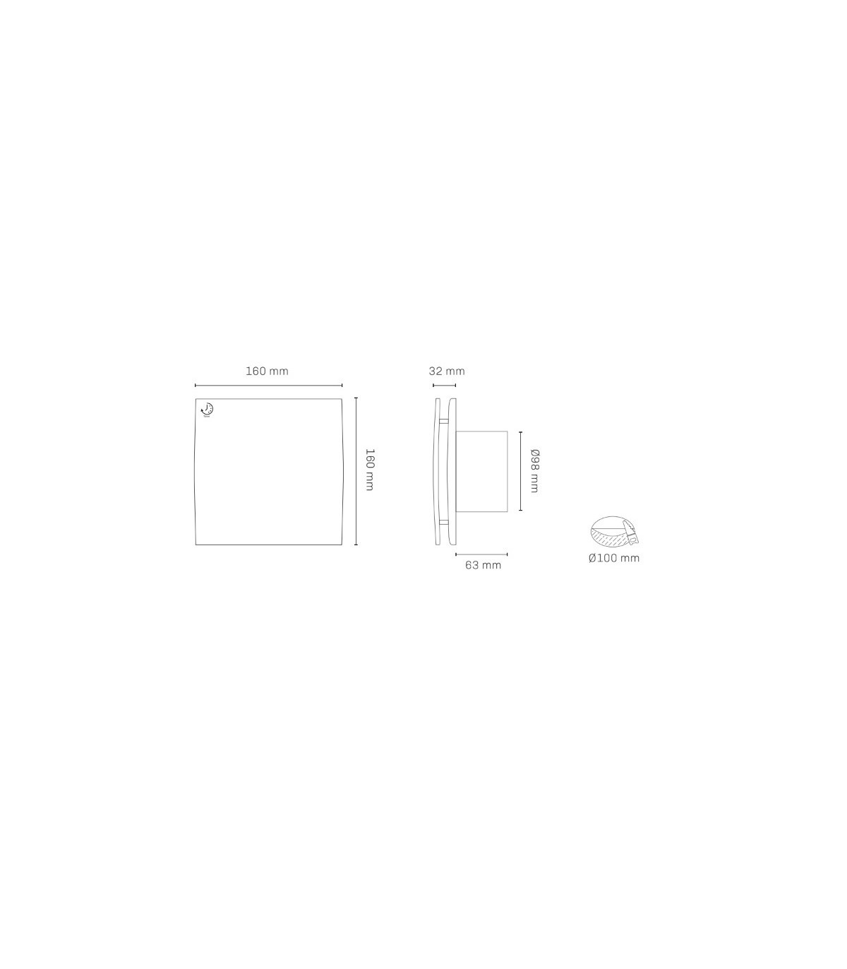 Extractor RELECTRIC 16W Ø100mm Caudal 130m3/h con Temporizador