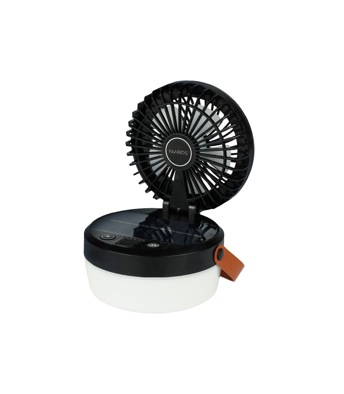 Mini ventilador solar ATABEY con Luz y USB recargable