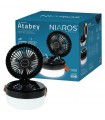 Mini ventilador solar ATABEY con Luz y USB recargable