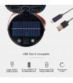 Mini ventilador solar ATABEY con Luz y USB recargable