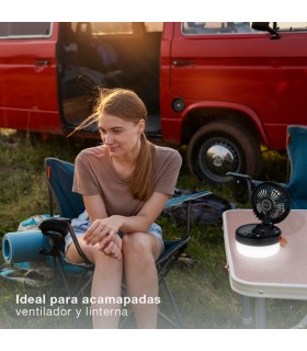 Mini ventilador solar ATABEY con Luz y USB recargable