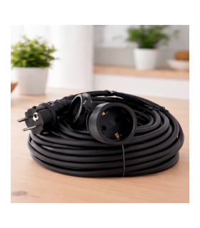 Prolongador Schuko Con Tapa IP44 (3x1.5mm) 2P+TT Negro 3 metros MIMOTEC