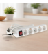 Base Múltiple 5 Tomas + Interruptor (3x1.5mm) 3m Blanca