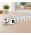 Base Múltiple 5 Tomas + Interruptor (3x1.5mm) 3m Blanca