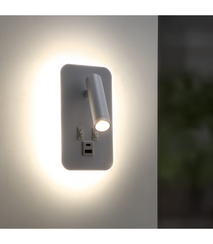 Aplique Lector WHITE BRUVE 3+7W 150+450Lm