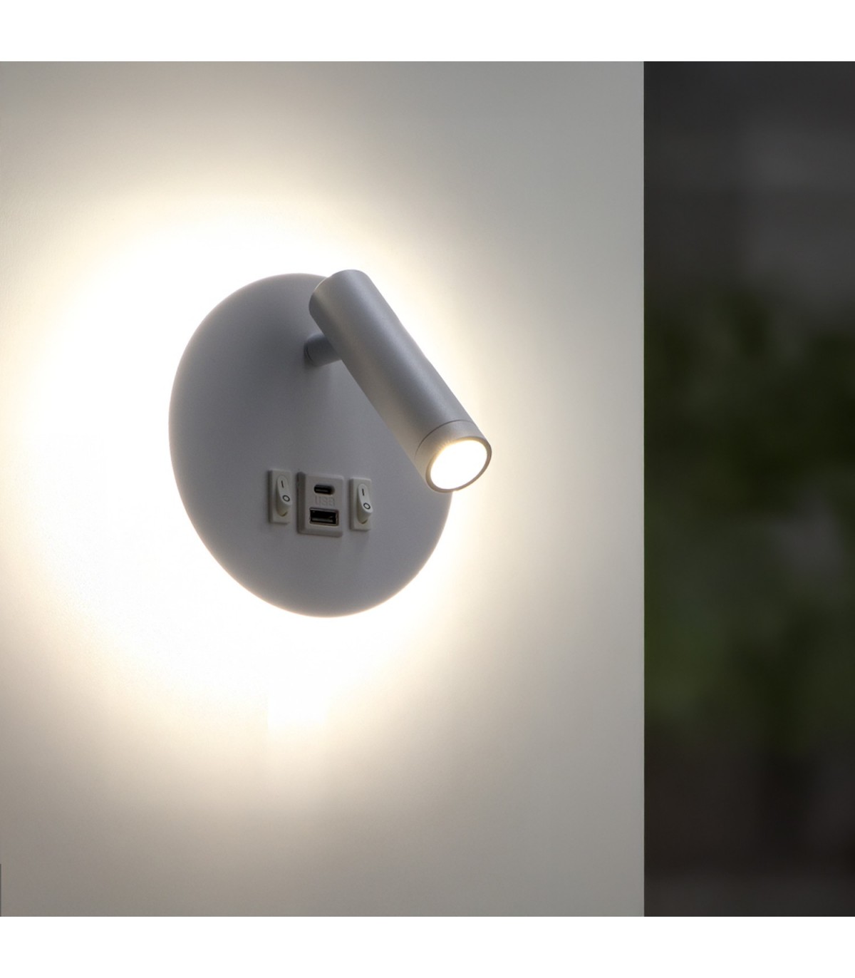 Aplique Lector WHITE ROUND 3+7W 150+450Lm