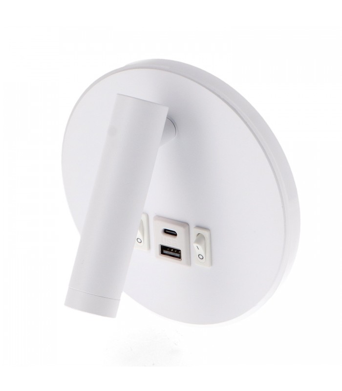 Aplique Lector WHITE ROUND 3+7W 150+450Lm