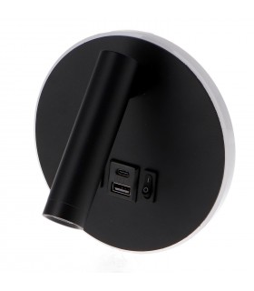 Aplique Lector BLACK ROUND 3+7W 150+450Lm