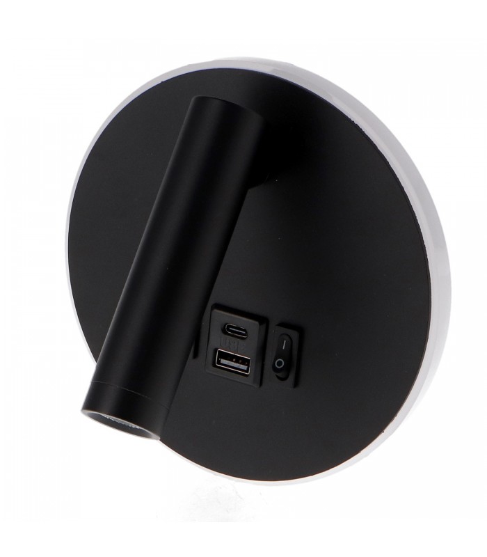 Aplique Lector BLACK ROUND 3+7W 150+450Lm