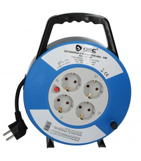 Enrollacables alargador con asa 4 enchufes (3x1.5mm) 10M