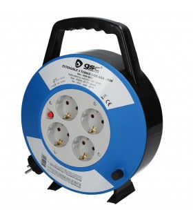 Enrollacables alargador con asa 4 enchufes (3x1.5mm) 10M