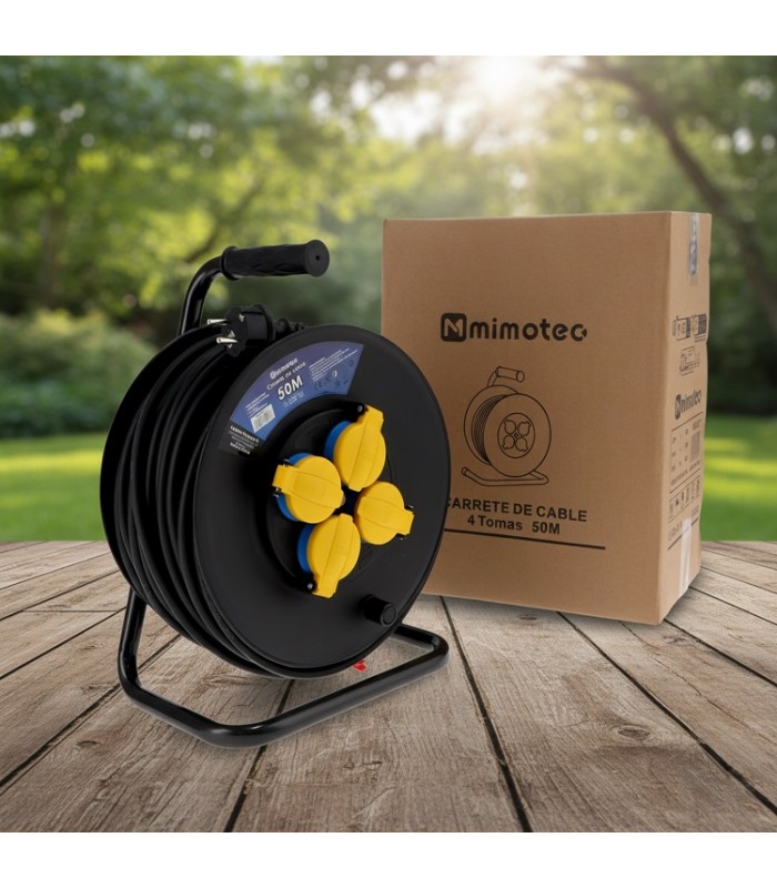 Enrollacables exterior MIMOTEC profesional 4 enchufes (3x1.5mm) 50M