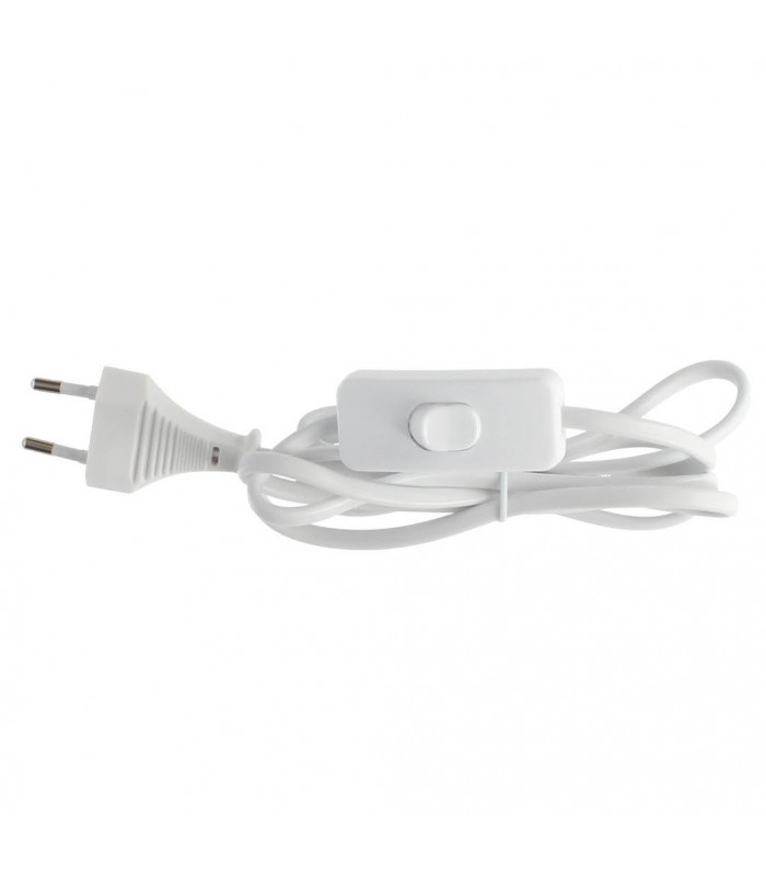 Cable Conexión plano + Interruptor (2x0.75mm) 1.5m Blanco