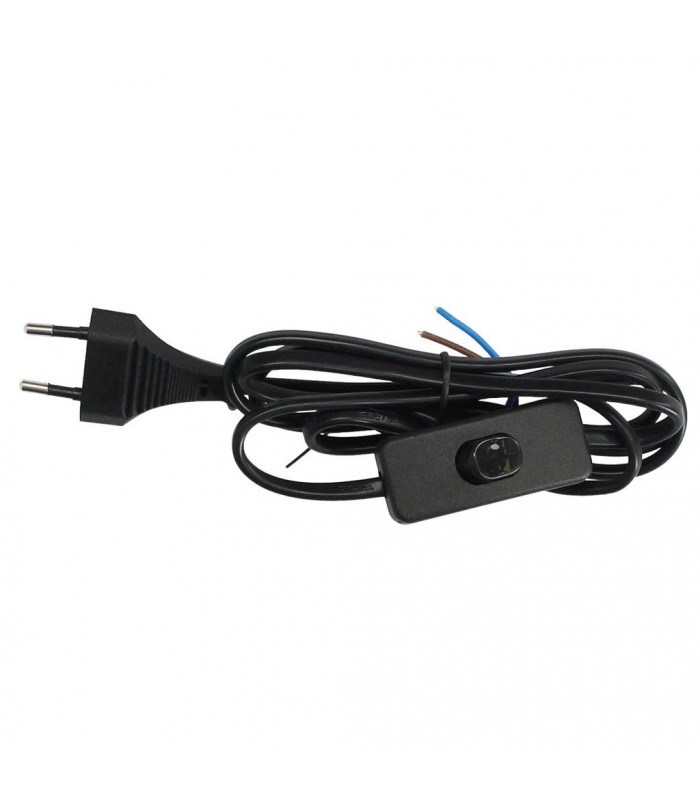 Cable Conexión plano + Interruptor (2x0.75mm) 1.5m Negro