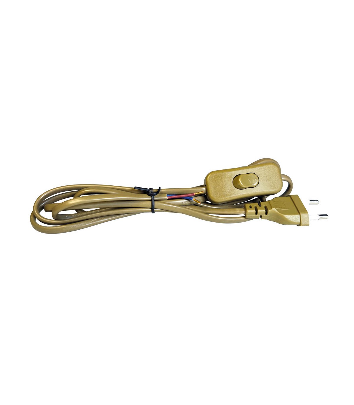 Cable Conexión plano + Interruptor (2x0.75mm) 1.5m Dorado