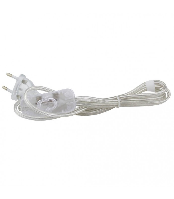 Cable Conexión plano + Interruptor (2x0.75mm) 1.5m Transparente