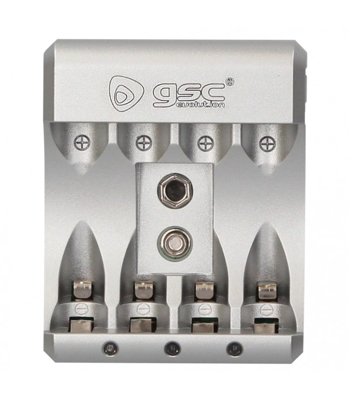 Cargador GSC Pilas Recargables AAA/AA/9V Ultrarrápido