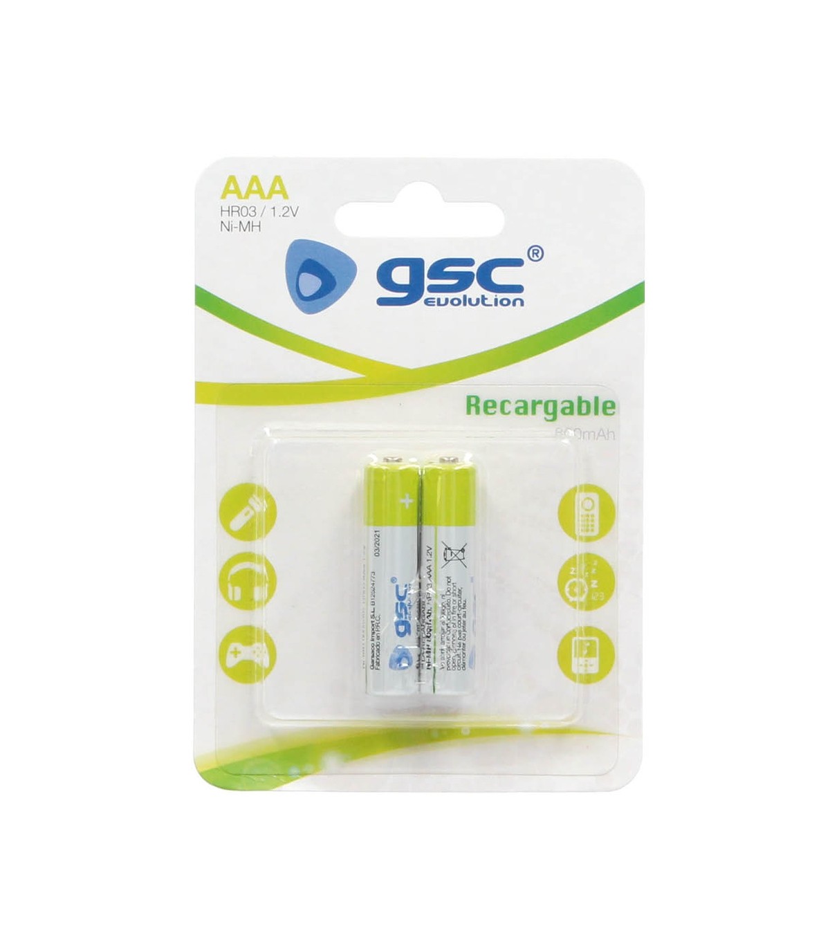 Pila Recargable HR03 (AAA) 1,2V 800mAh Blister 2 uds.
