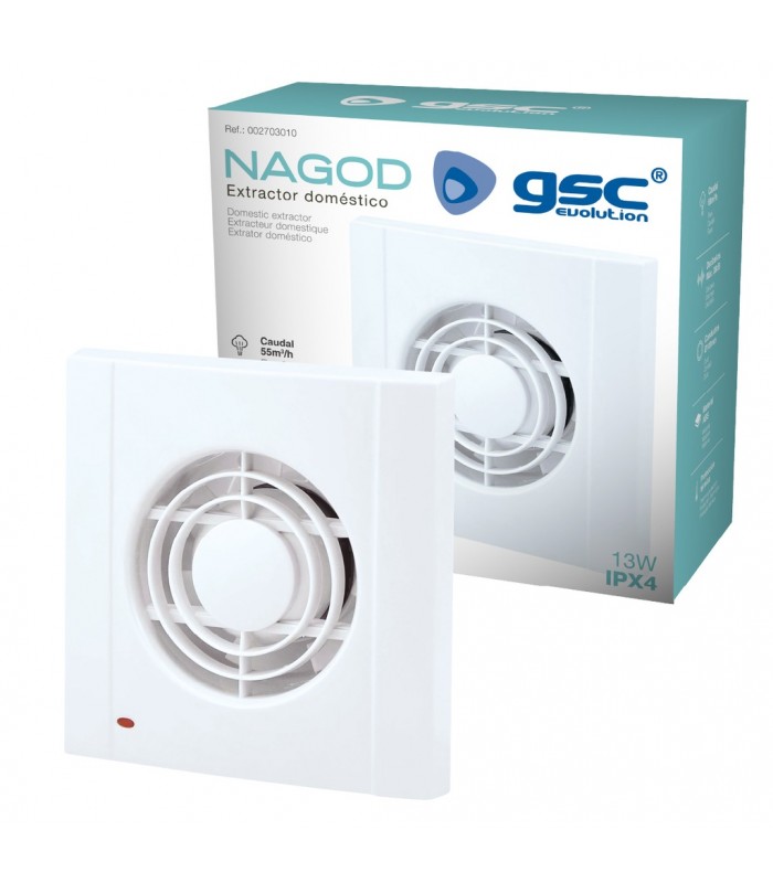 Extractor NAGOD 10W Ø80mm Caudal 70M3/H 230V