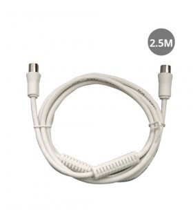 Prolongador Coaxial Macho a Hembra Blanco 2.5M + Filtro