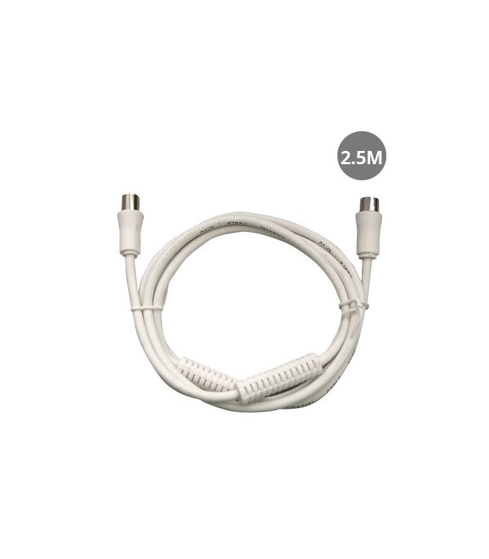 Prolongador Coaxial Macho a Hembra Blanco 2.5M + Filtro