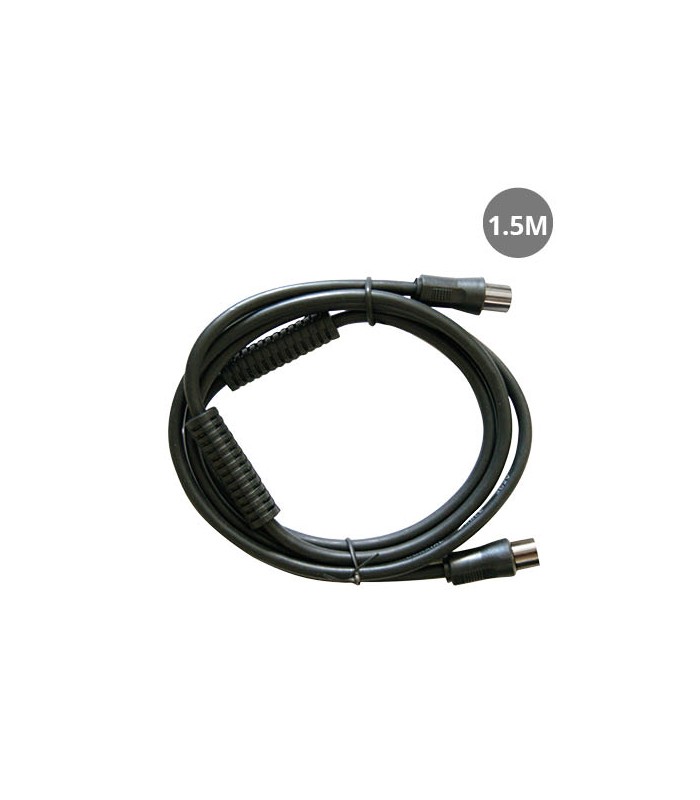 Prolongador Coaxial Macho a Hembra Negro 1.5M + Filtro