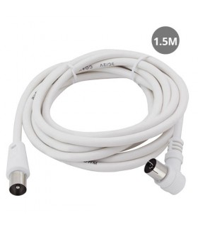 Prolongador Coaxial TV Acodado Macho a Hembra Blanco 1.5m