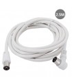 Prolongador Coaxial TV Acodado Macho a Hembra Blanco 2.5m