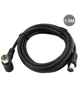 Prolongador Coaxial TV Acodado Macho a Hembra Negro 1.5m