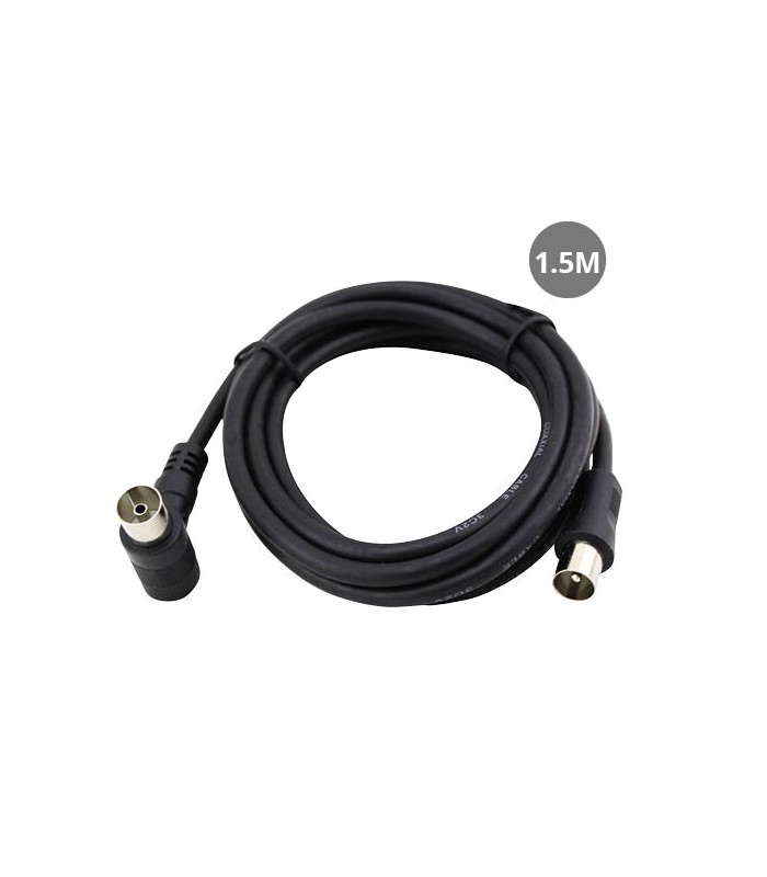 Prolongador Coaxial TV Acodado Macho a Hembra Negro 1.5m