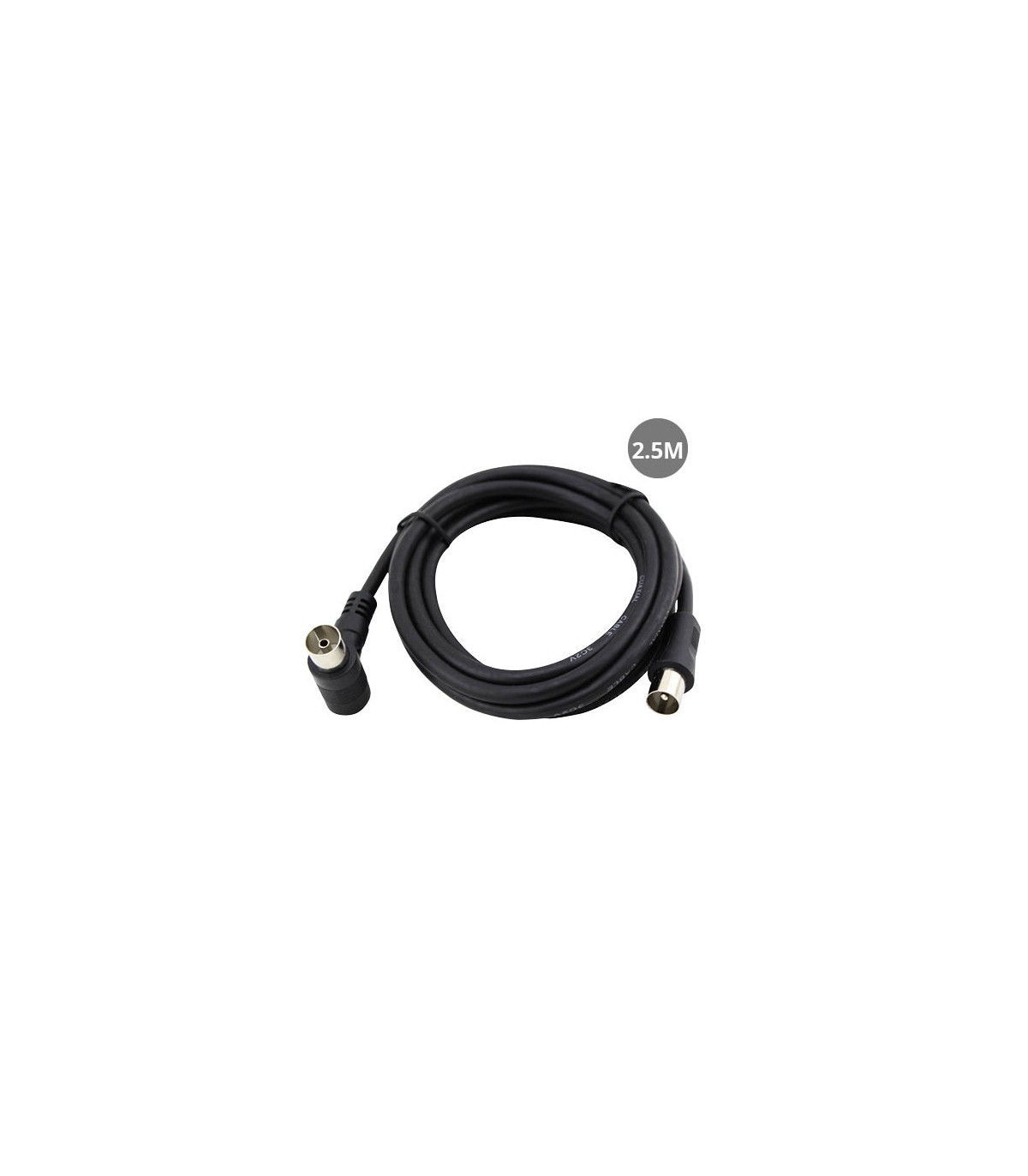 Prolongador Coaxial TV Acodado Macho a Hembra Negro 2.5m