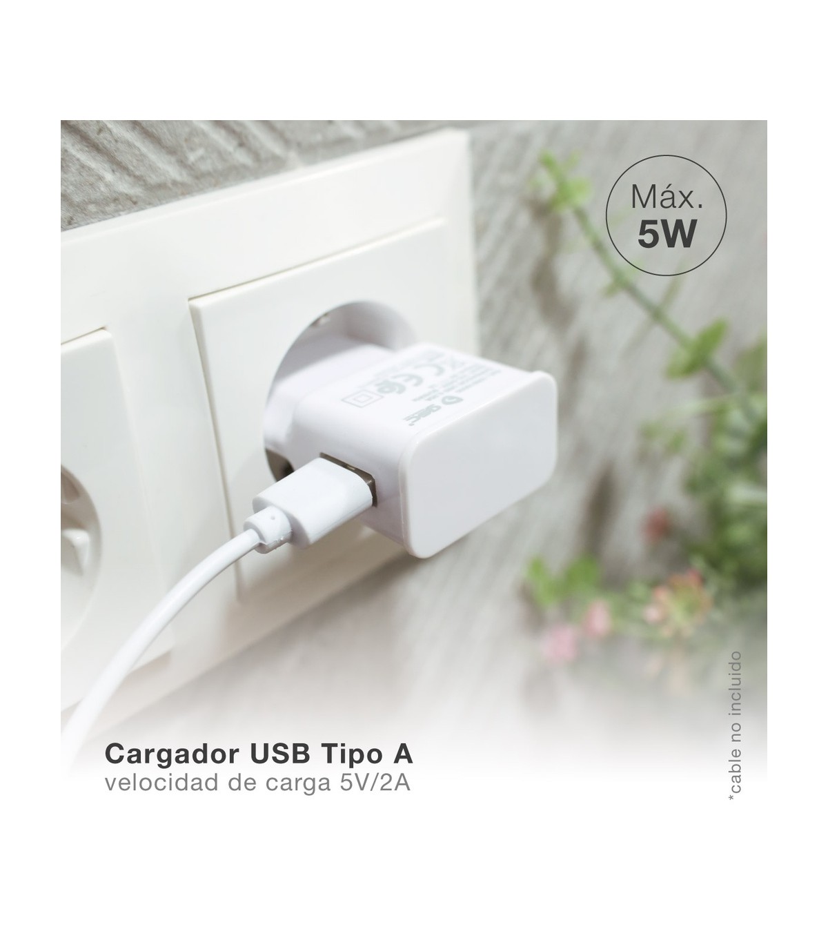 Cargador 230V A USB Tipo A 5V/2A 5W