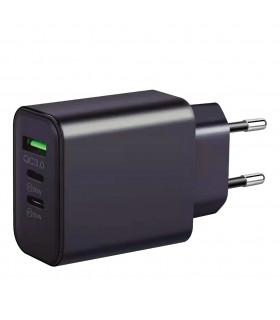 Cargador 230V a 3 USB: 1xQC3.0 + 2xTipo C 5V/3A 40W