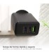 Cargador 230V a 3 USB: 1xQC3.0 + 2xTipo C 5V/3A 40W