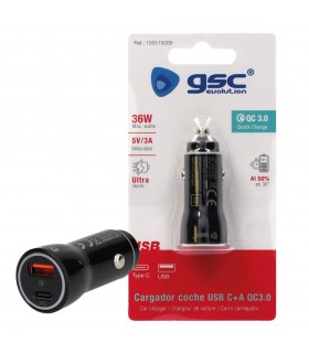 Cargador Mechero Coche a USB C + A QC 3.0 5V/3A 36W