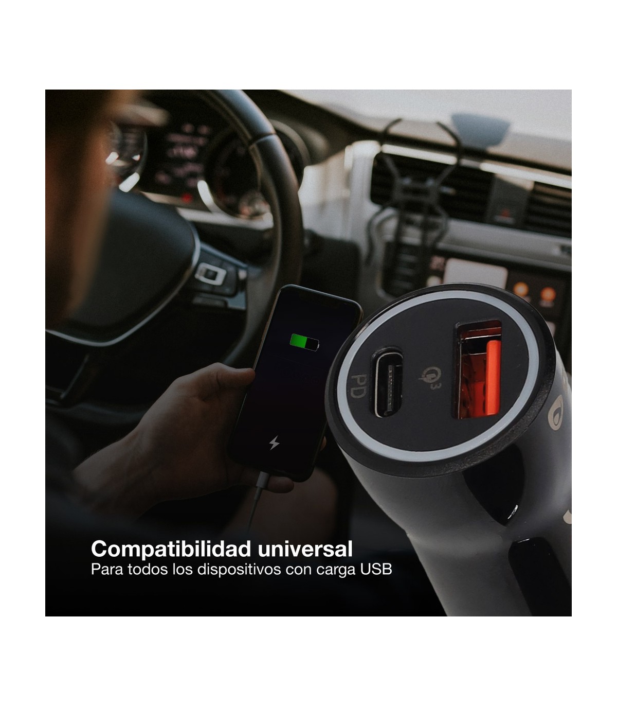 Cargador Mechero Coche a USB C + A QC 3.0 5V/3A 36W