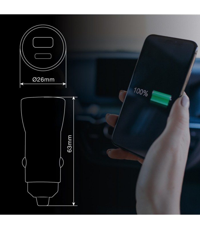 Cargador Mechero Coche a USB C + A QC 3.0 5V/3A 36W