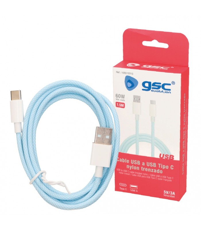 Cable USB Tipo A a USB Tipo C nylon trenzado 1,5M