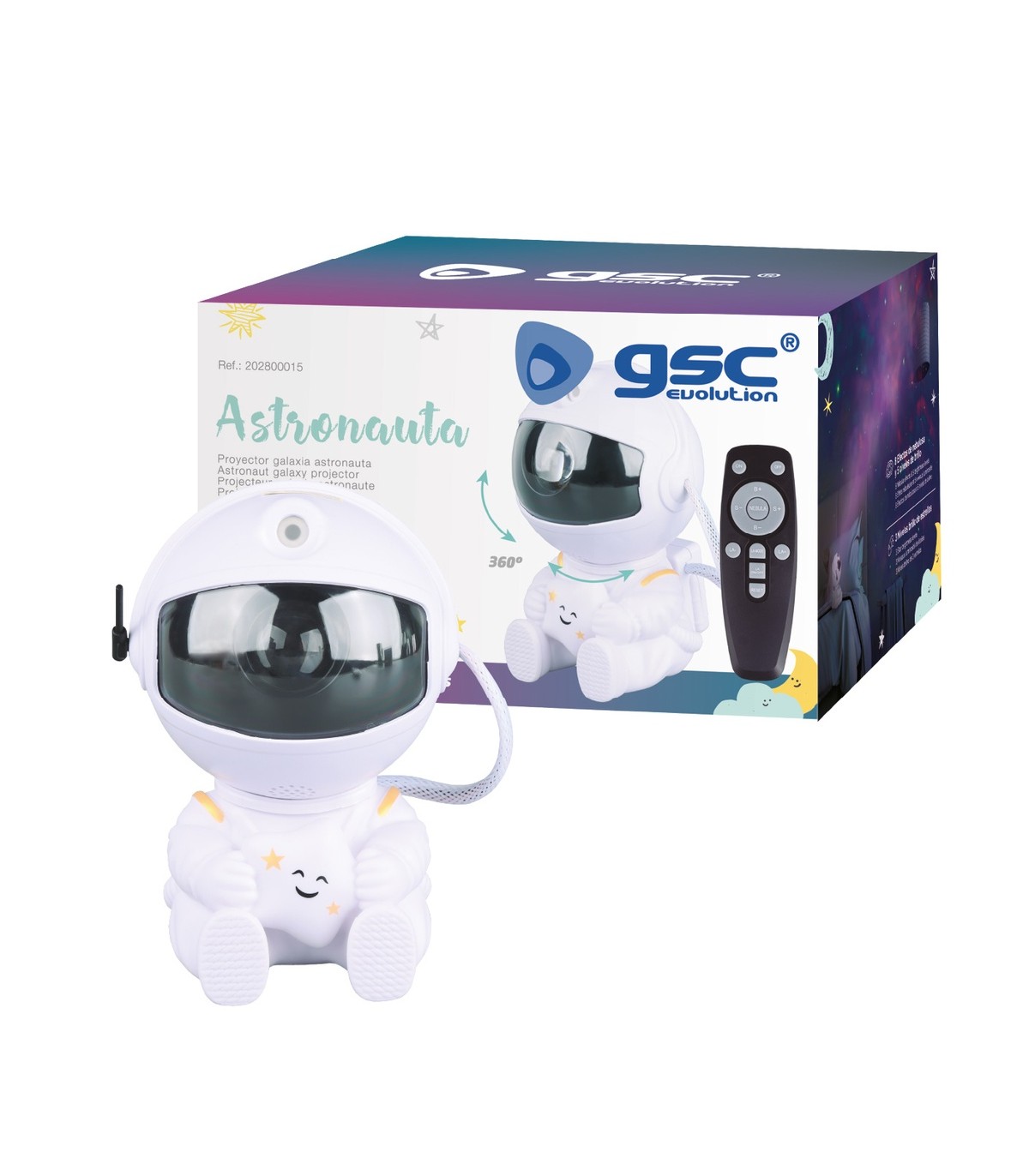 Luz de noche infantil LED Astronauta 3W RGB proyector galaxia
