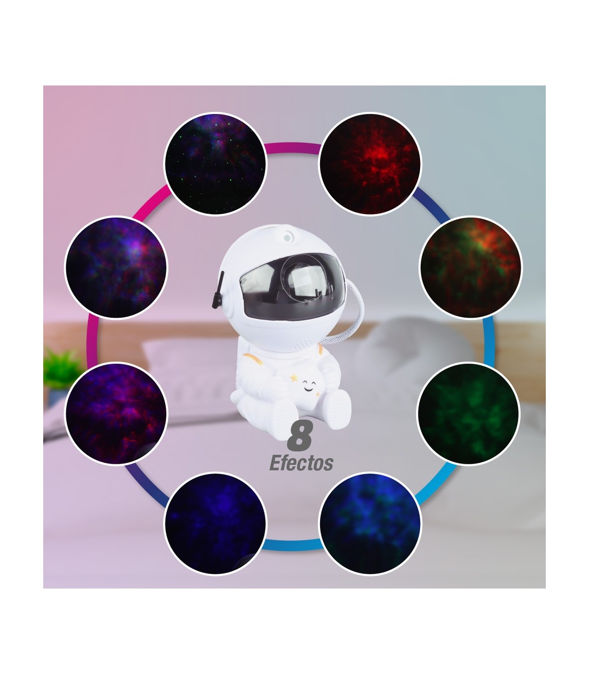 Luz de noche infantil LED Astronauta 3W RGB proyector galaxia