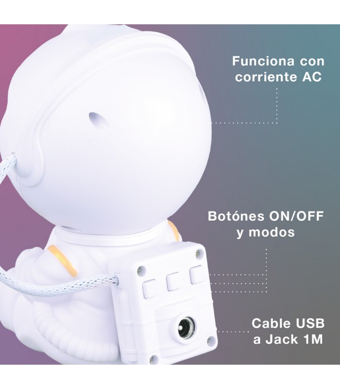 Luz de noche infantil LED Astronauta 3W RGB proyector galaxia