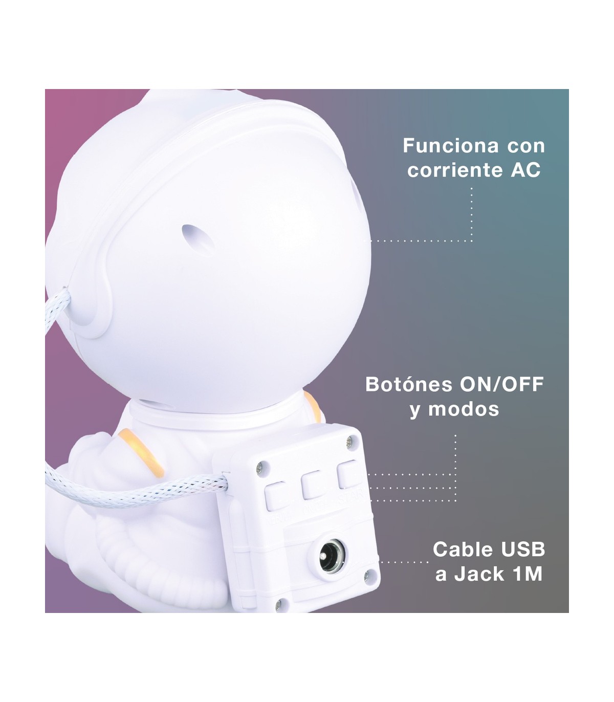 Luz de noche infantil LED Astronauta 3W RGB proyector galaxia