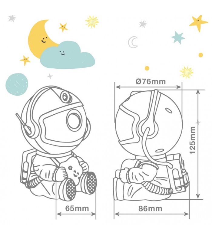 Luz de noche infantil LED Astronauta 3W RGB proyector galaxia