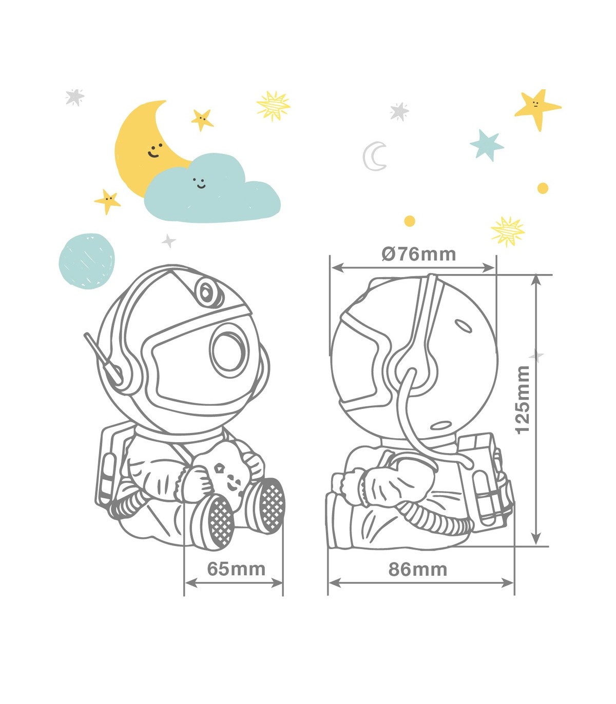 Luz de noche infantil LED Astronauta 3W RGB proyector galaxia