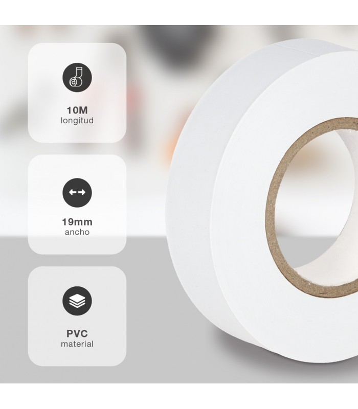 Cinta Aislante PVC 10m Blanca 19mm HANTUMS
