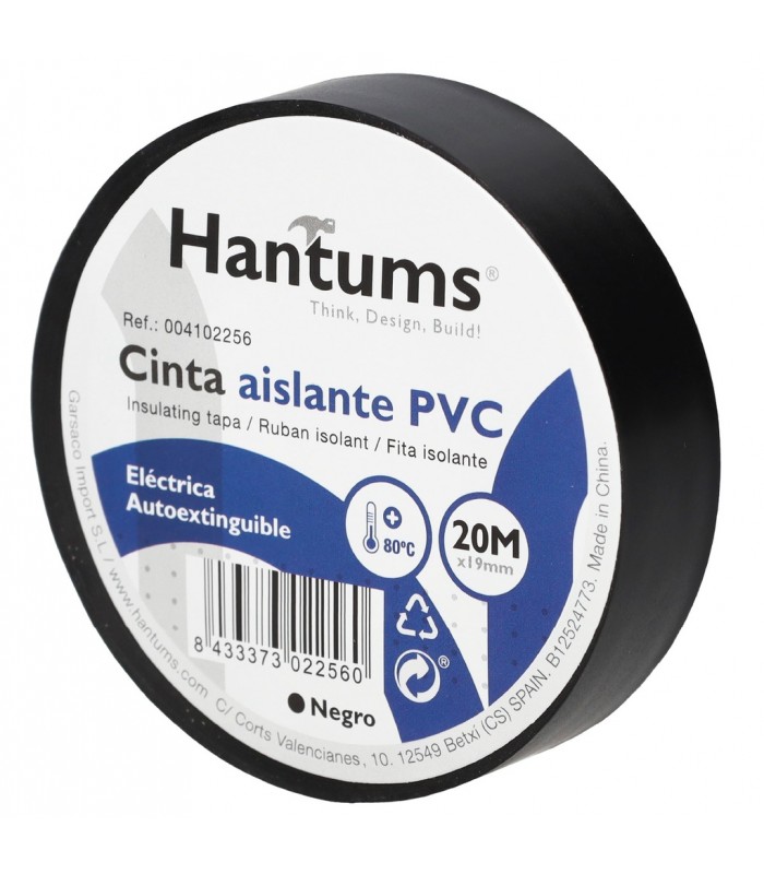 Cinta Aislante PVC 20m Negra 19mm HANTUMS