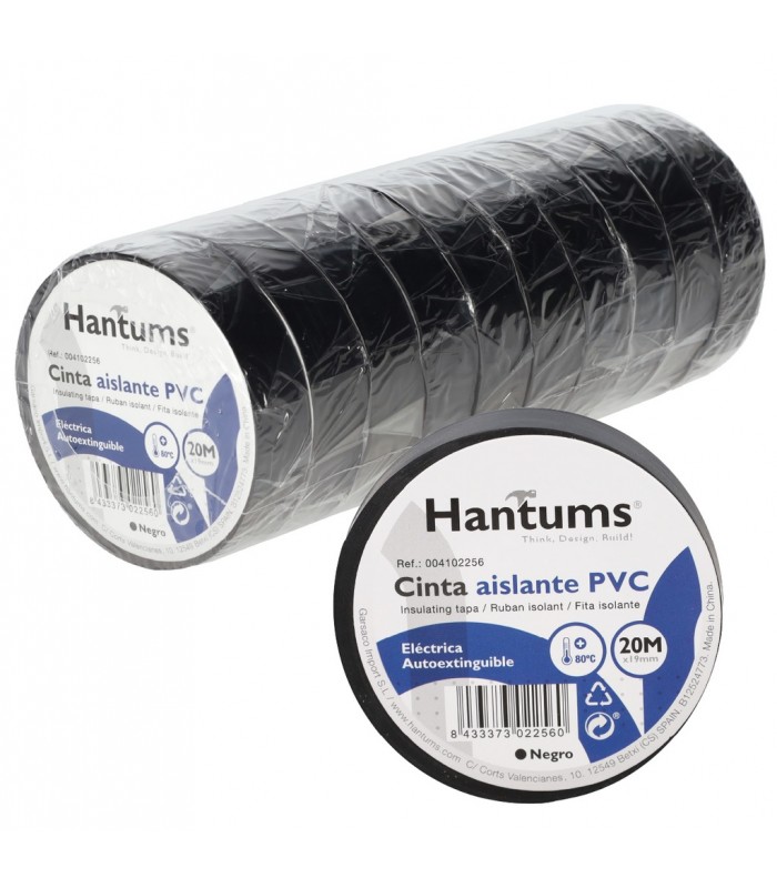 Cinta Aislante PVC 20m Negra 19mm HANTUMS
